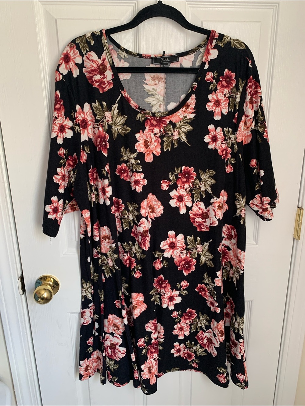 Vibe 3/4 sleeve 2x floral dress